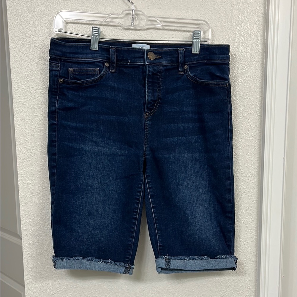 Women's LOFT Dark Blue Denim Bermuda Shorts size 10